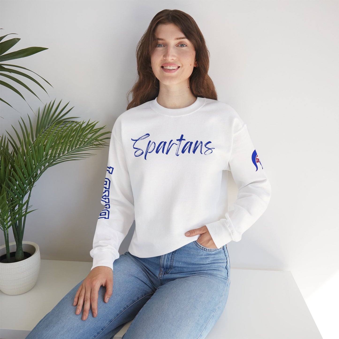 Spartans Sleeve Logo and Print Gildan Sweatshirt
