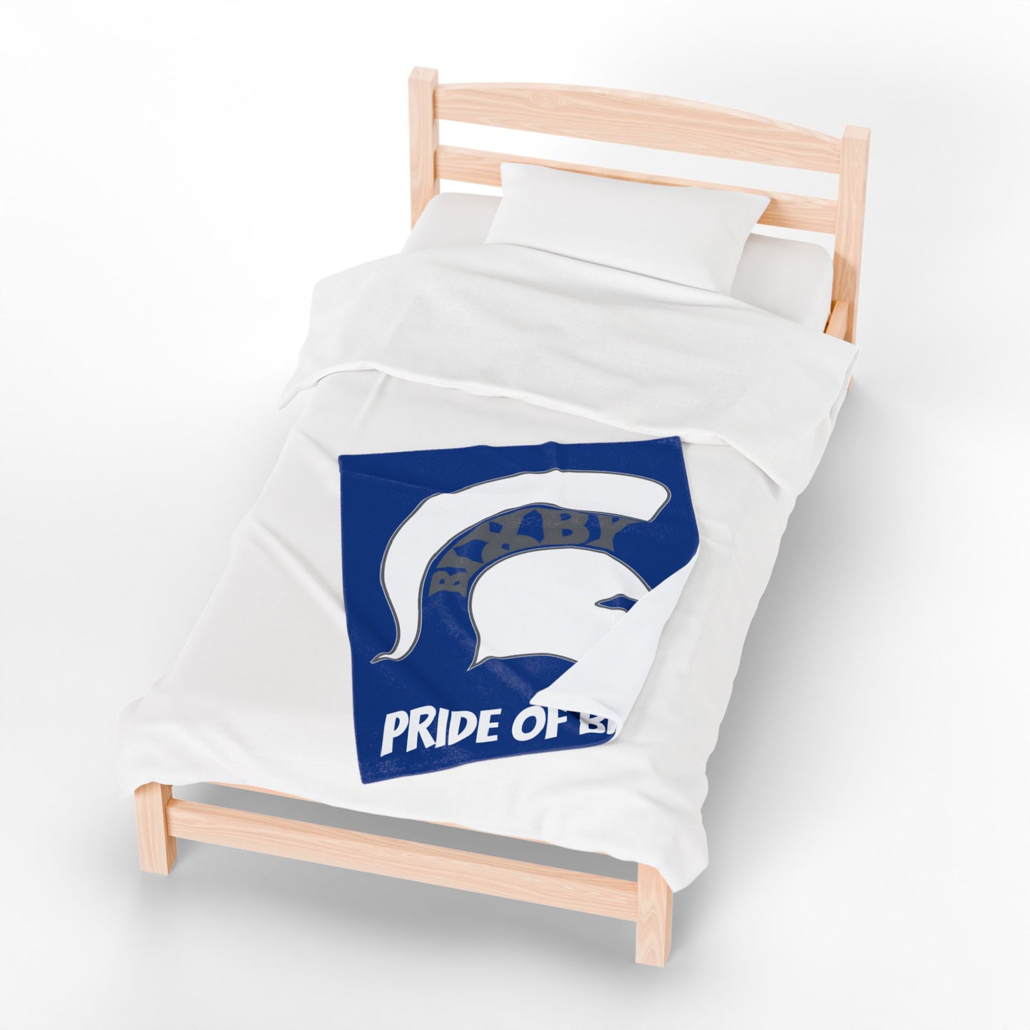 Spartan White Logo Velveteen Plush Blanket