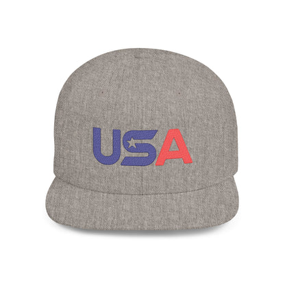 Patriotic USA Embroidered Flat Bill Snapback