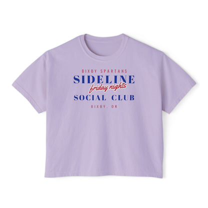 Bixby Spartans Sideline Social Club Friday Nights Women's Boxy Tee – Football Mom Shirt