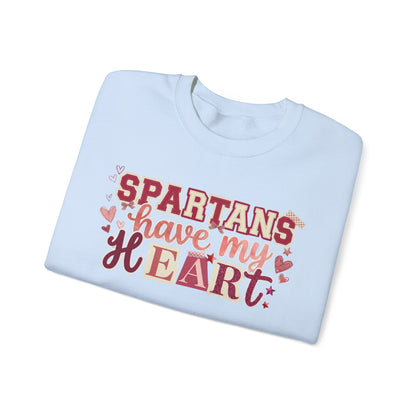 Spartans Have My Heart Collage Print Gildan Sweatshirt