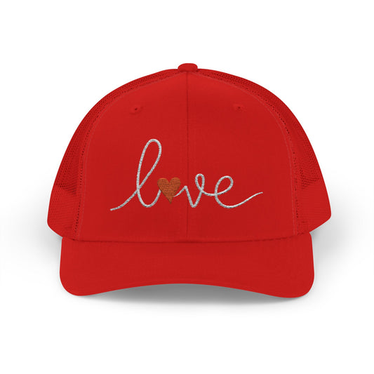 Love Script Snapback Trucker Cap | Sparkle Heart Embroidery
