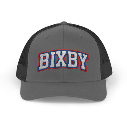 Bixby White Athletic Letter Embroidered Trucker Snapback