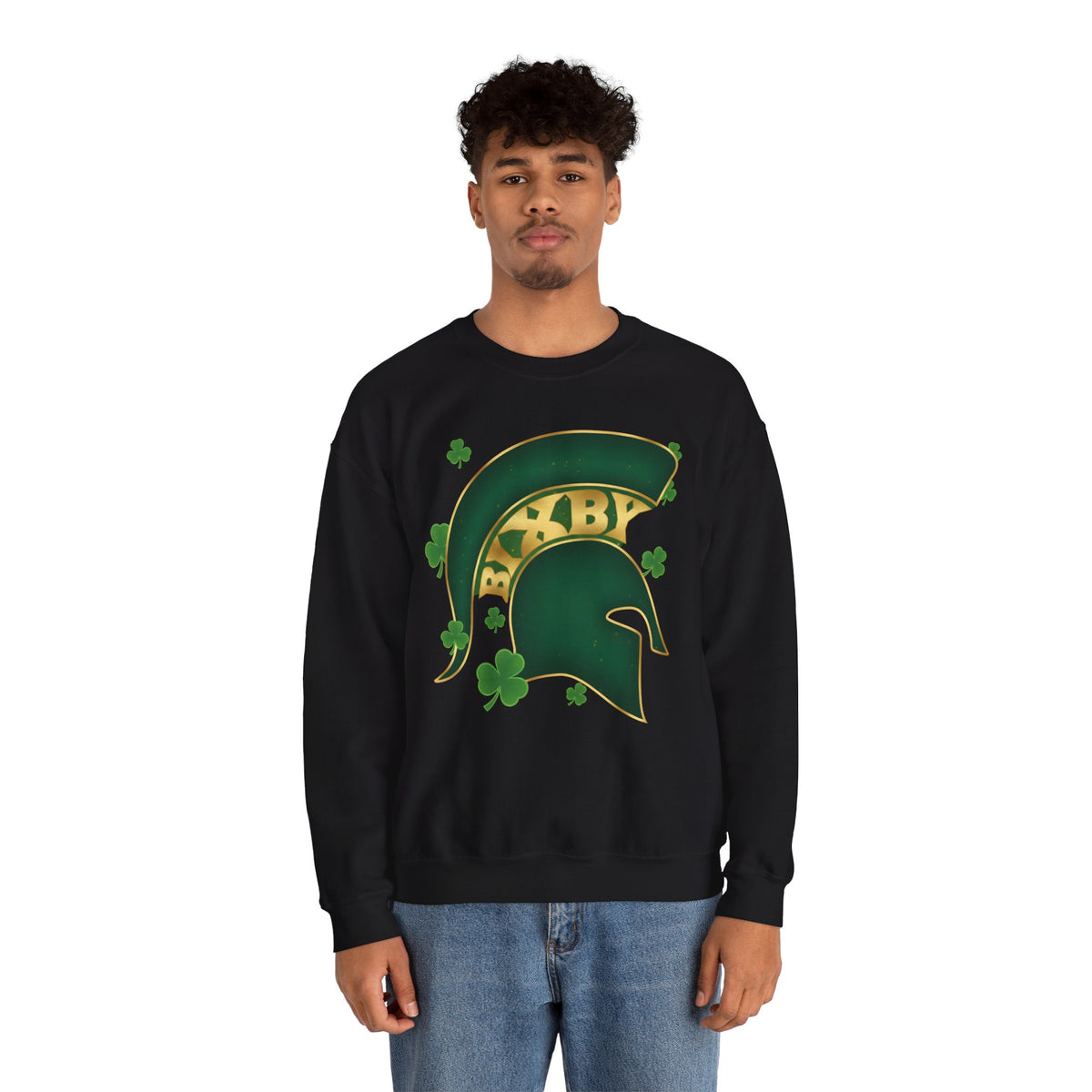 St. Patty's Good Luck Spartan Helmet Adult Gildan Sweatshirt