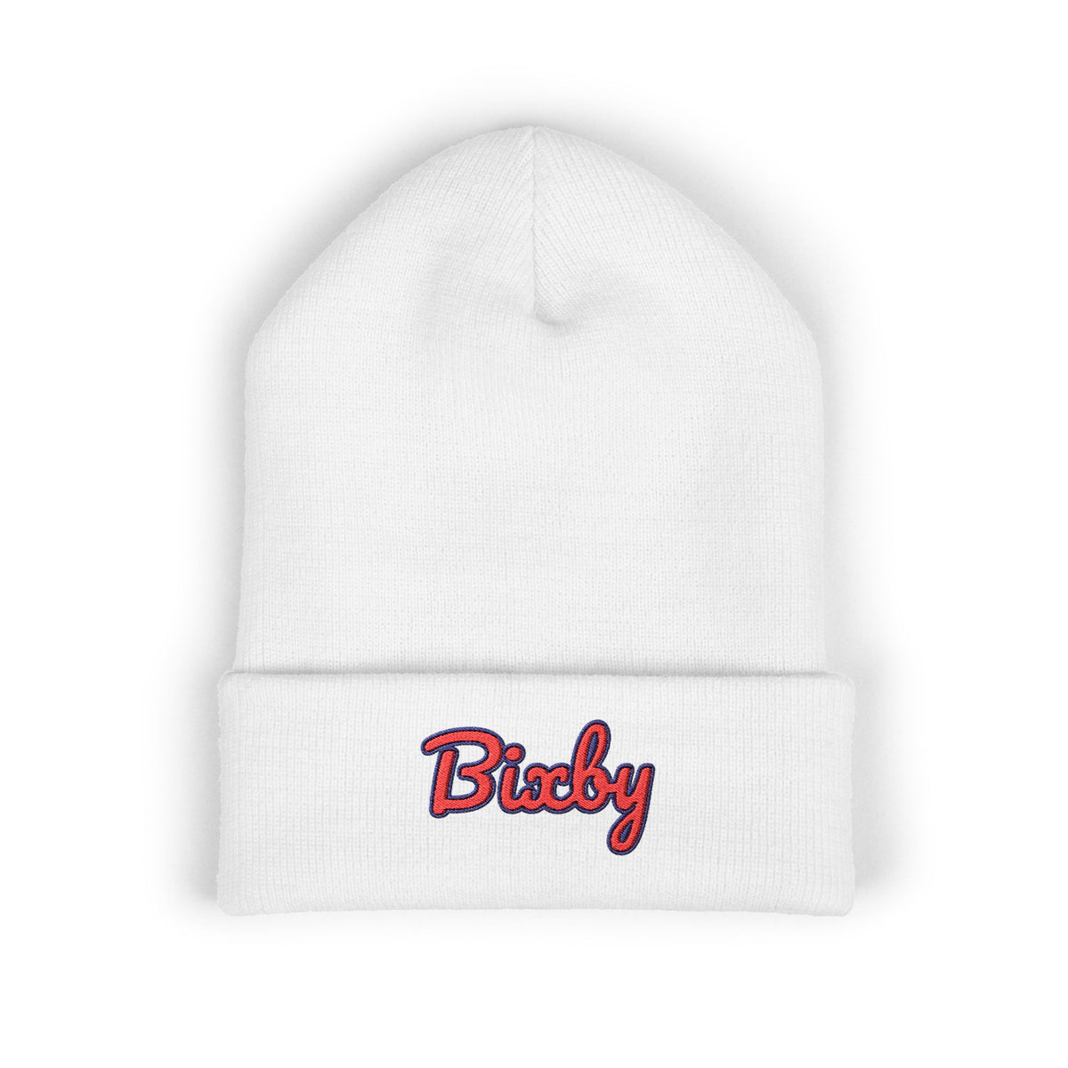 Bixby Spartans Embroidered Cuffed Beanie, Red Script Bixby