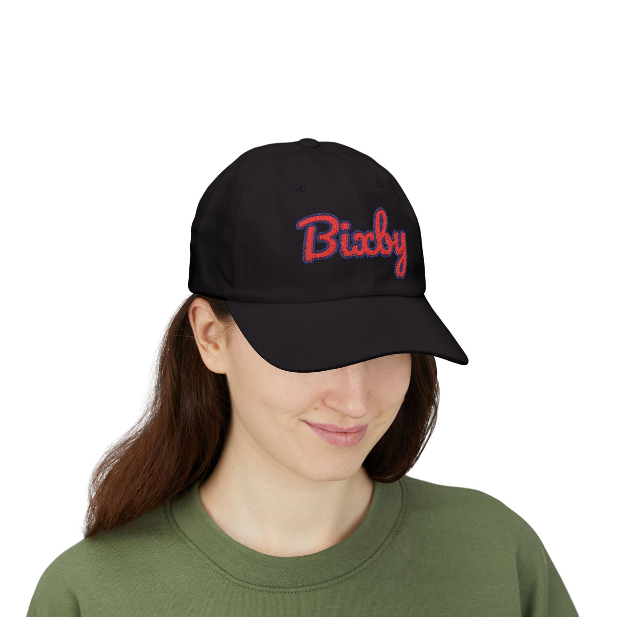 Bixby Spartans Embroidered Dad Hat, Red Script Bixby