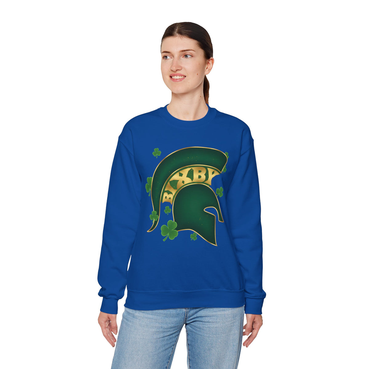 St. Patty's Good Luck Spartan Helmet Adult Gildan Sweatshirt