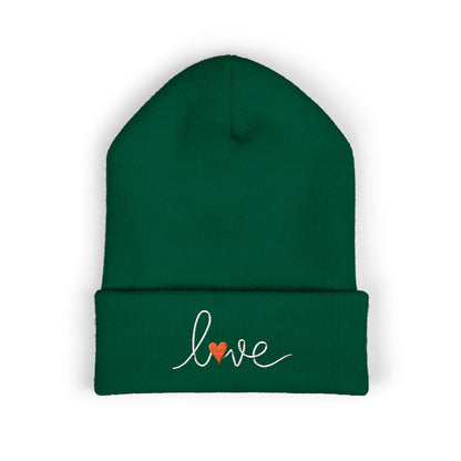 Love Embroidered Cuffed Beanie Cozy Casual Knit