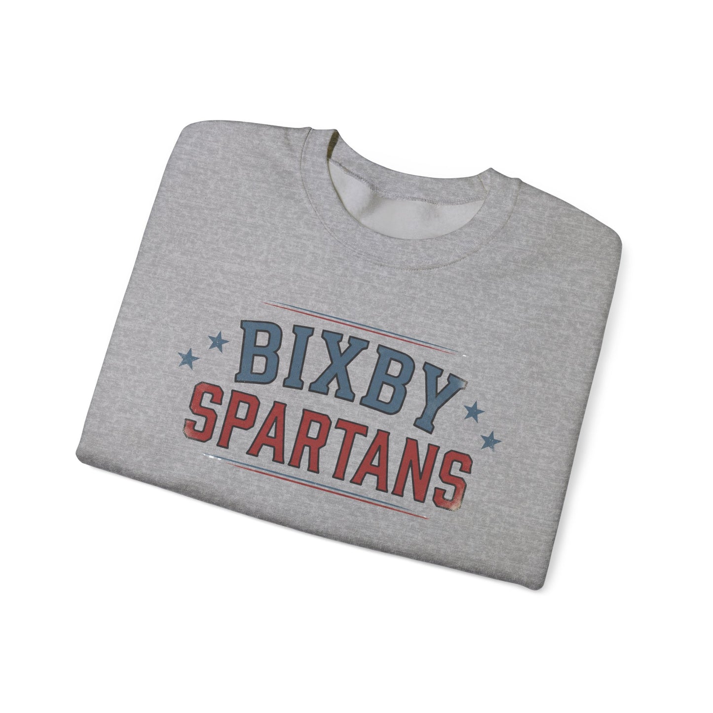 Bixby Spartans Vintage Distressed with Sleeve Print Spirit Sweatshirt