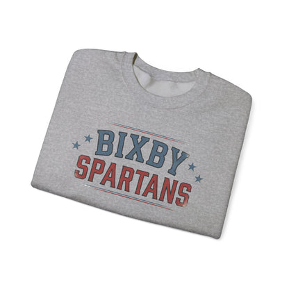 Bixby Spartans Vintage Distressed with Sleeve Print Spirit Sweatshirt