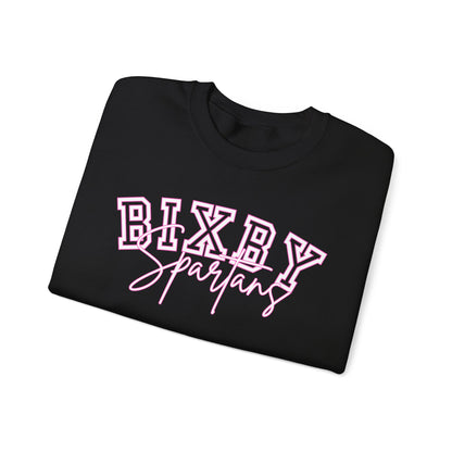 Bixby Spartans Pink Outline Gildan Sweatshirt