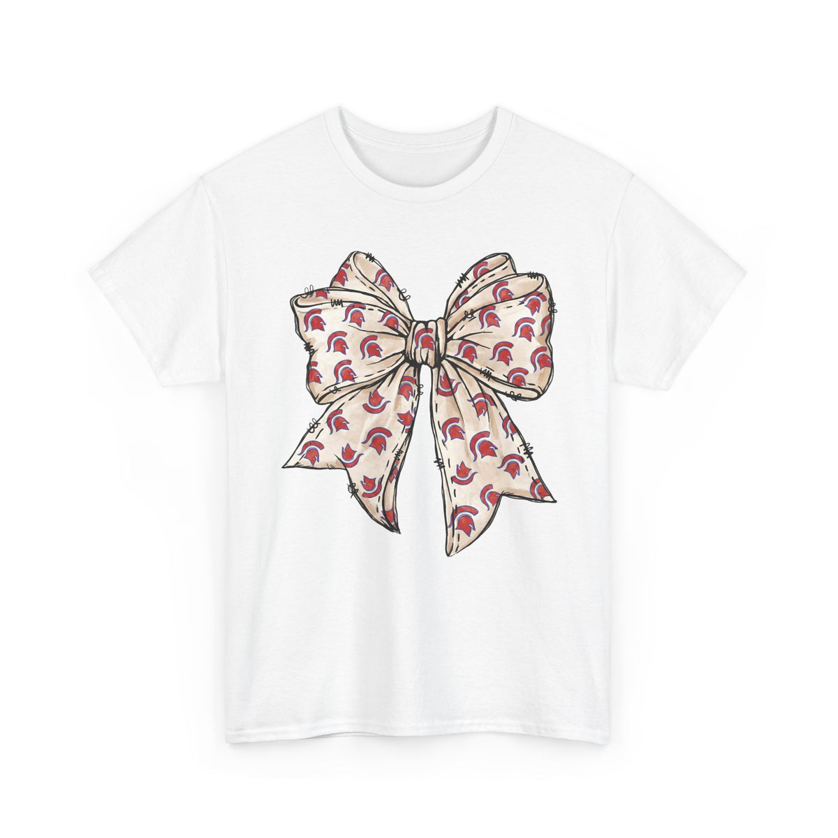 Spartan Helmet Pattered Bow Gildan Tee