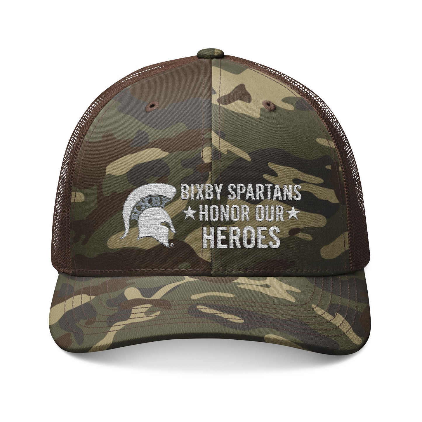 Spartan Military Appreciation Embroidered Camouflage Trucker Hat