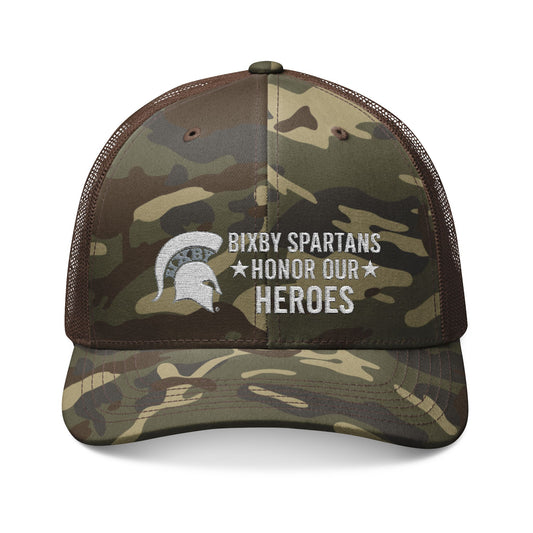 Spartan Military Appreciation Embroidered Camouflage Trucker Hat