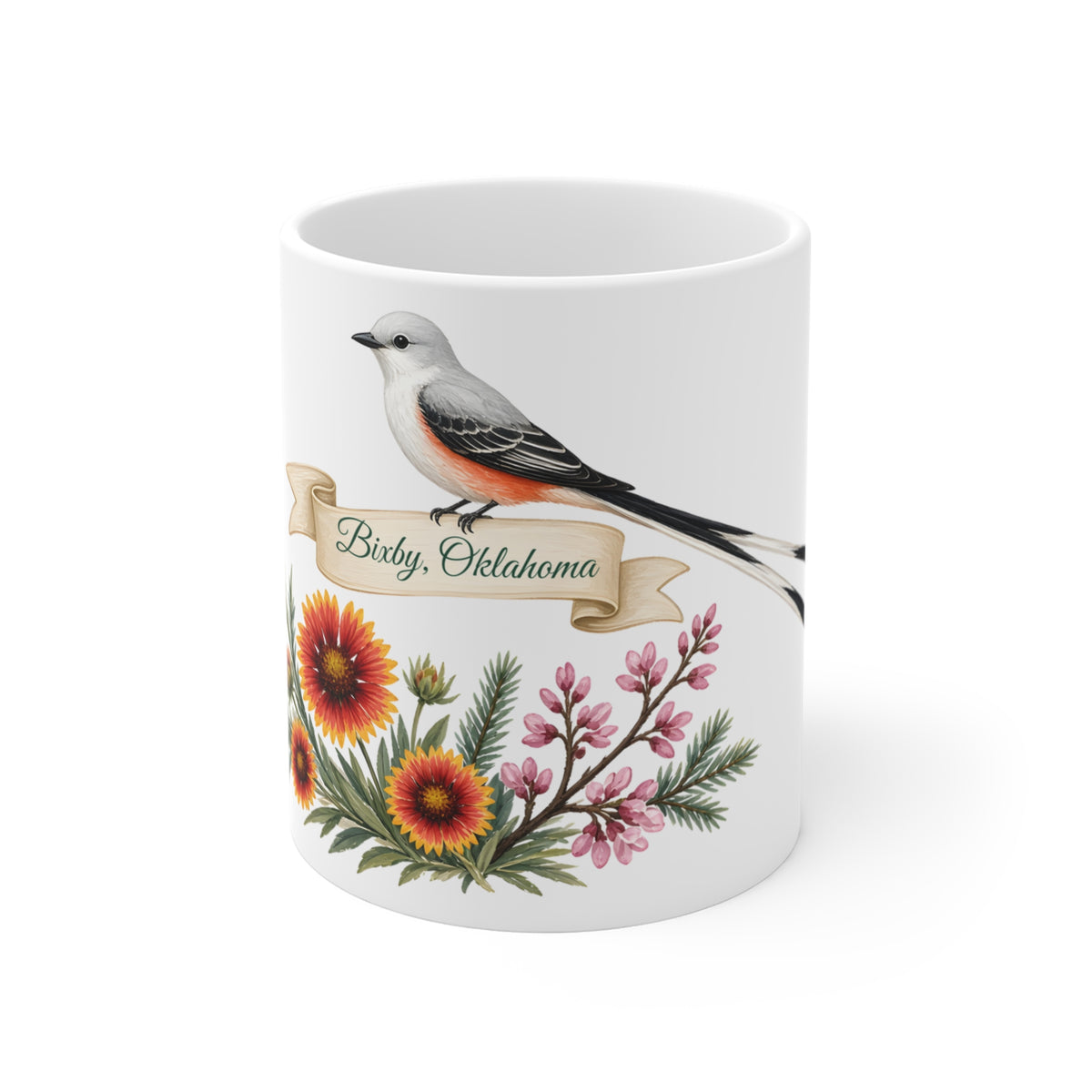 Bixby Oklahoma Coffee Mug | Scissortail Garden Script Diner Mug