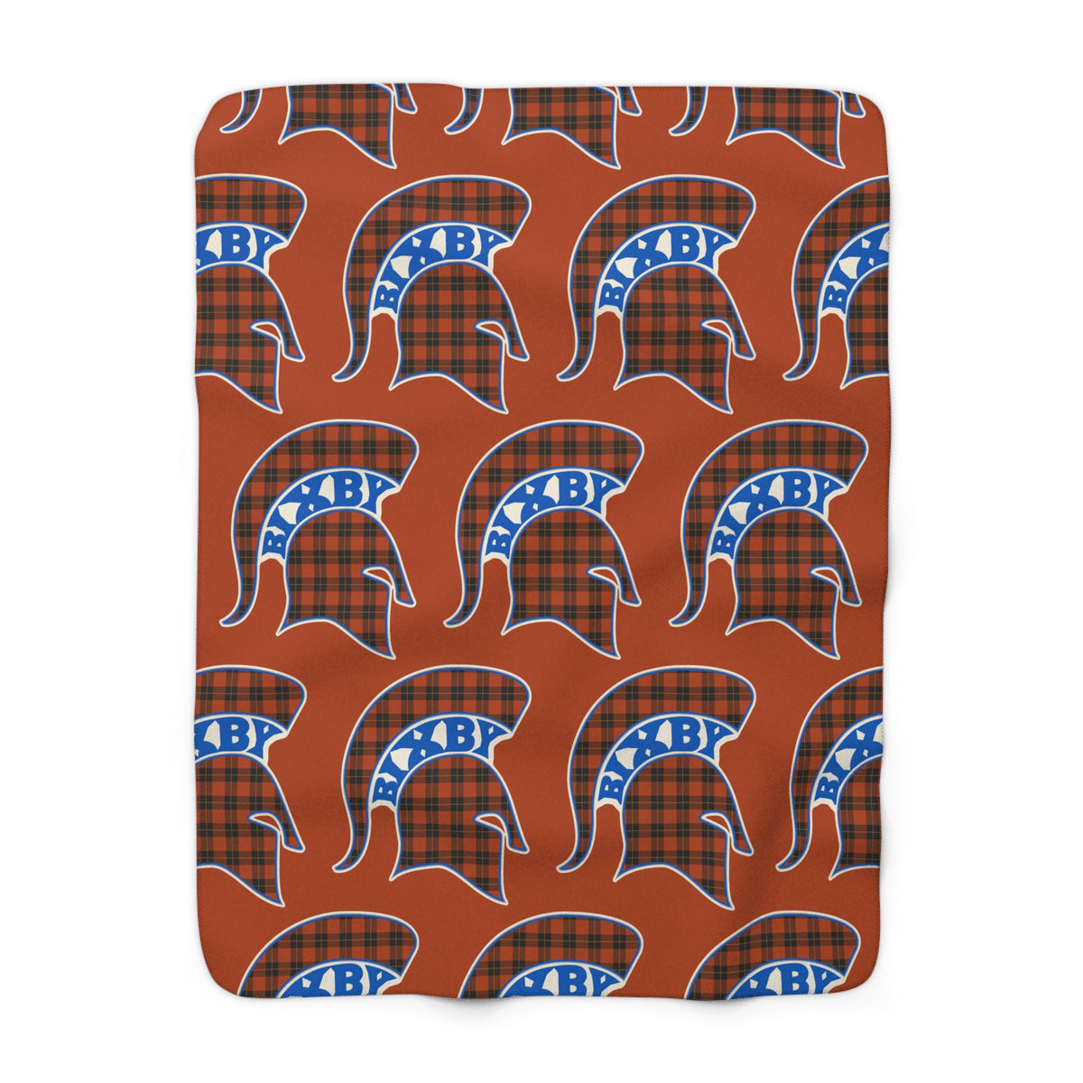 Red Plaid Bixby Spartans Helmet Sherpa Fleece Blanket – Cozy Fall Throw