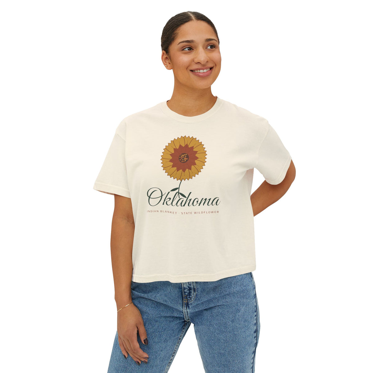 Indian Blanket Garden Script Oklahoma Boxy Comfort Colors Tee