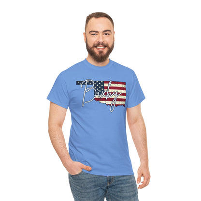 Oklahoma Flag Bixby Script Gildan Tee