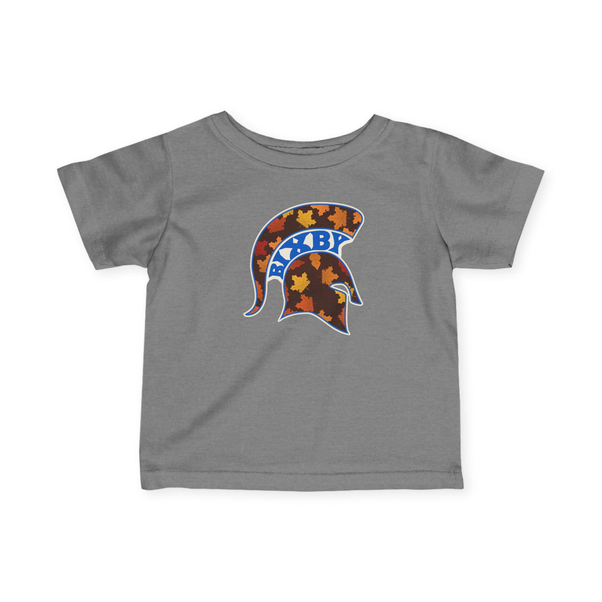 Bixby Spartans Fall Leaves Helmet Infant Tee – Baby Autumn Game Day Shirt