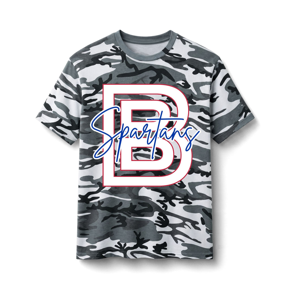 Bixby Spartans Camo 'B Spartans' - School Spirit Cotton T‑ Tee