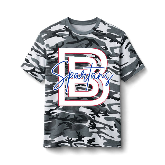 Bixby Spartans Camo 'B Spartans' - School Spirit Cotton T‑ Tee
