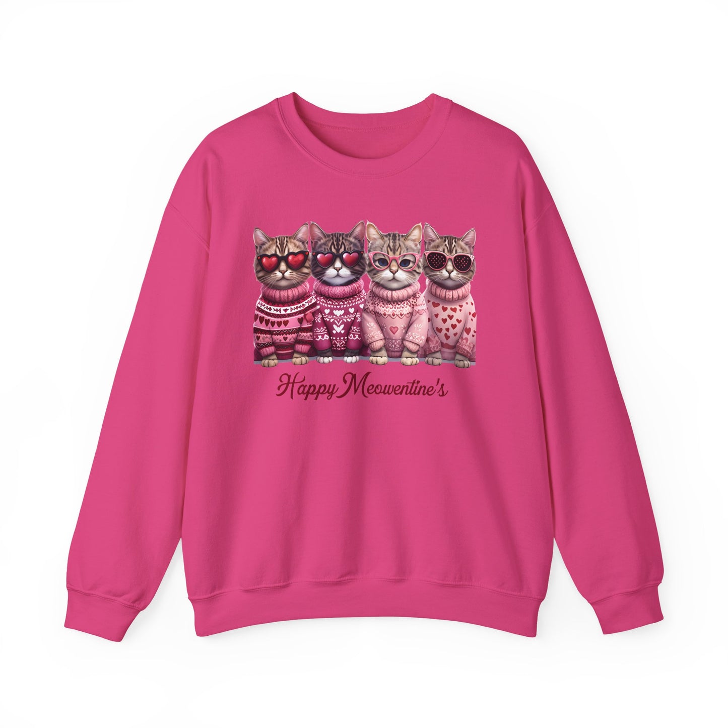 Happy Meowentine's Kittens Crewneck Sweatshirt | Valentine Cat Sweater