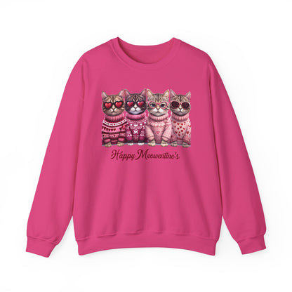 Happy Meowentine's Kittens Crewneck Sweatshirt | Valentine Cat Sweater