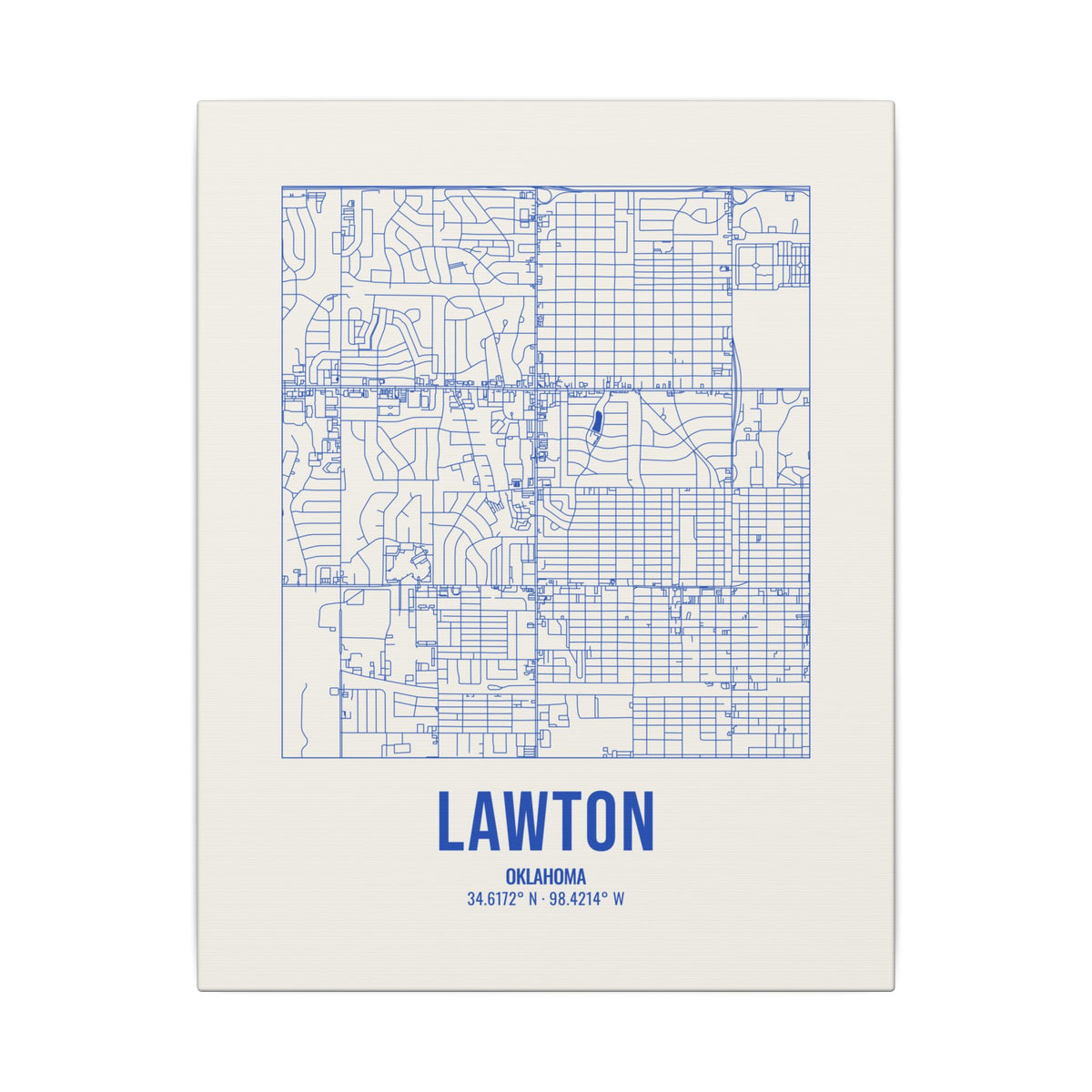 Lawton Street Map Canvas, Royal Blue on Cream