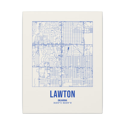 Lawton Street Map Canvas, Royal Blue on Cream