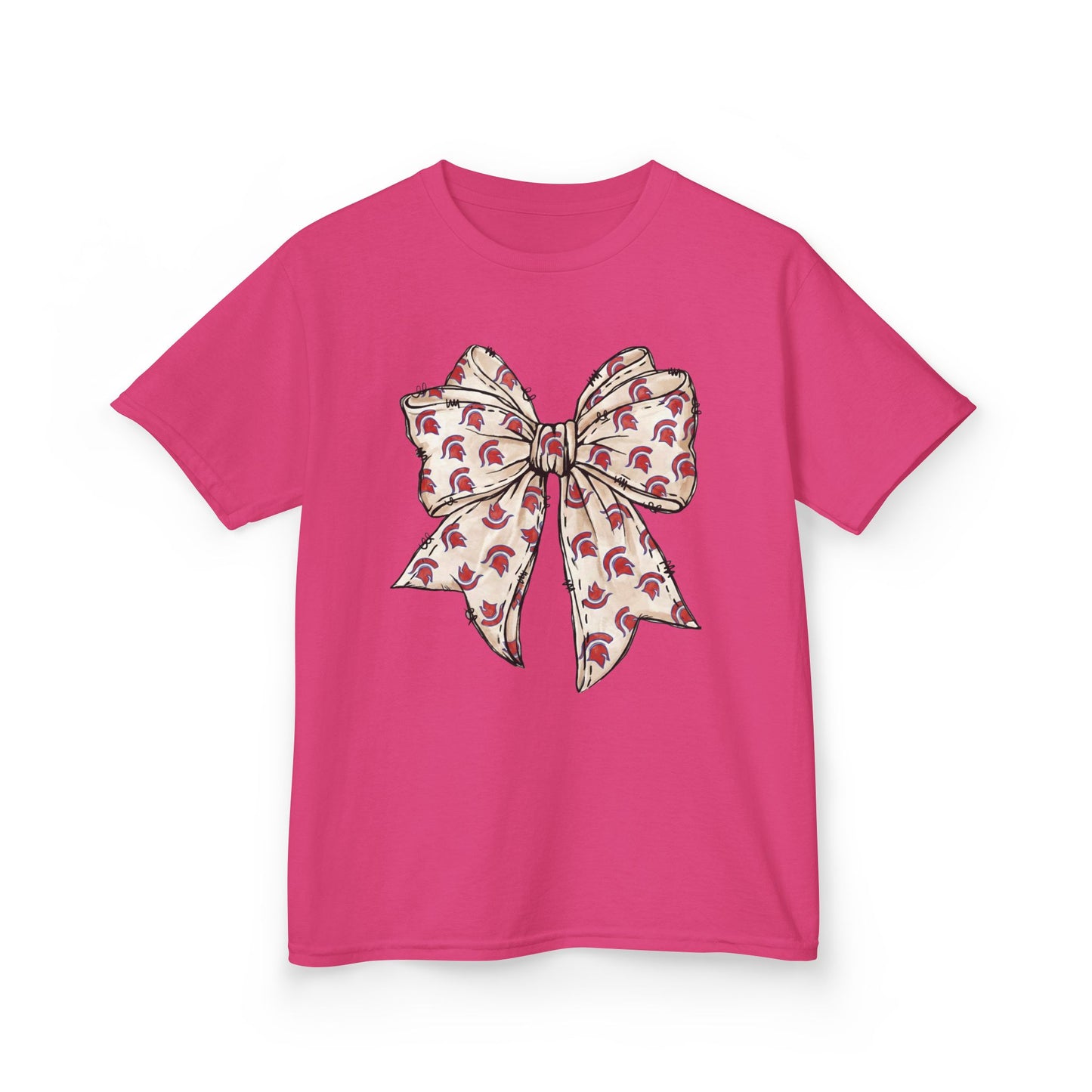 Spartan Helmet Pattered Bow Youth Gildan Tee