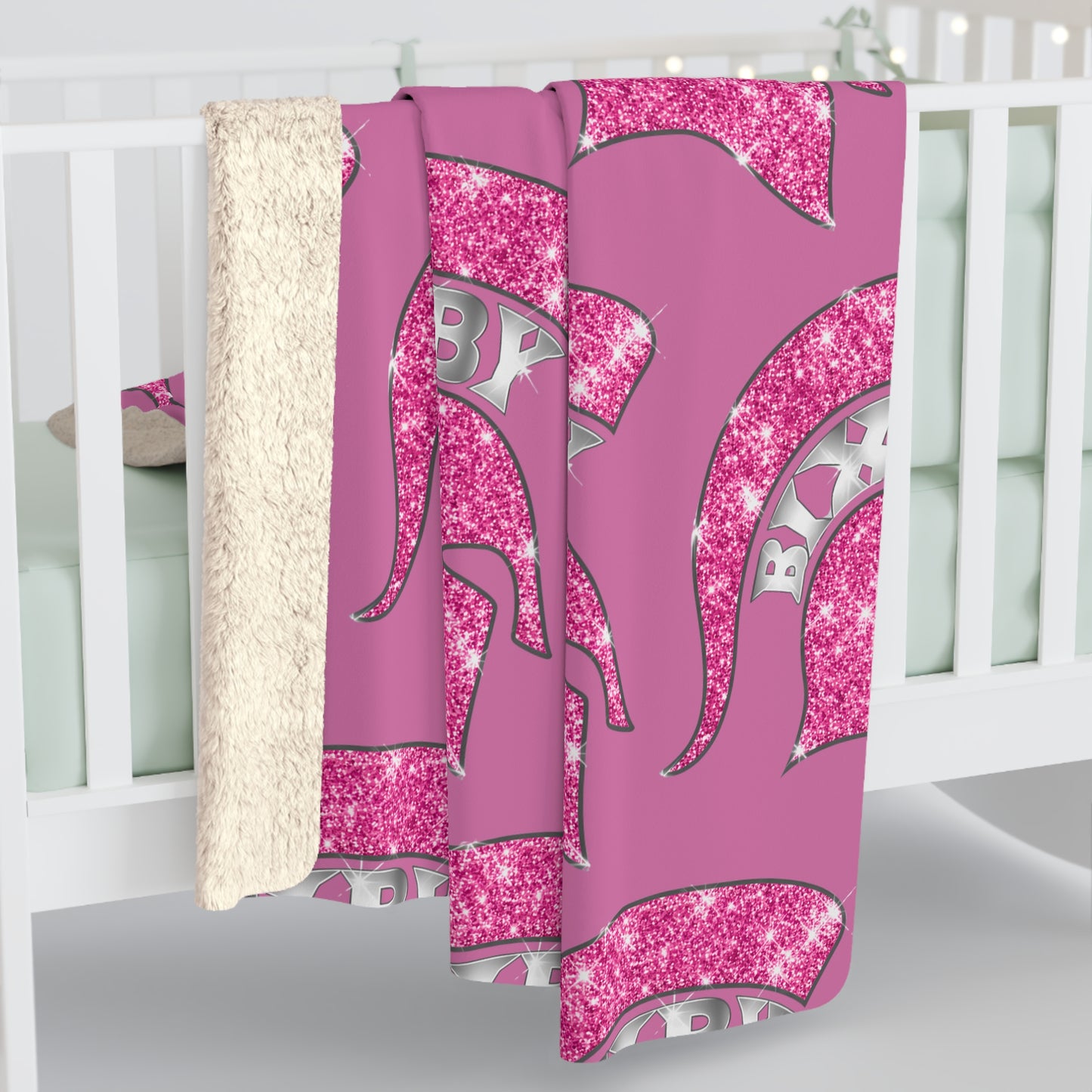 Spartan Pink Bling Logo Sherpa Fleece Blanket