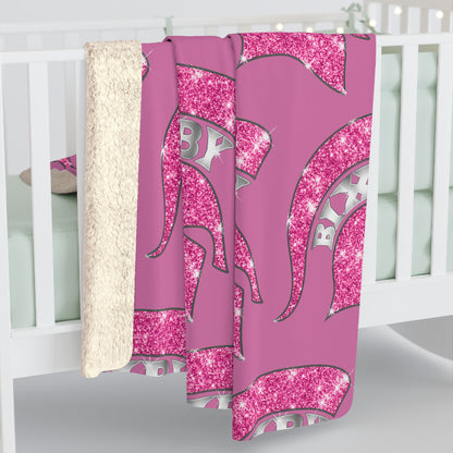 Spartan Pink Bling Logo Sherpa Fleece Blanket