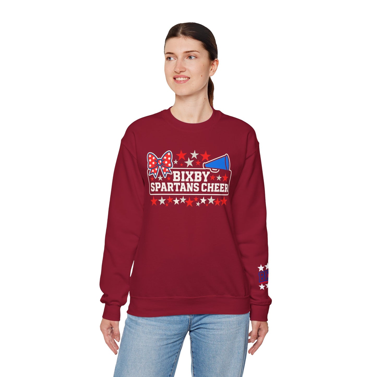 Bixby Cheer With Sleeve Print Gildan Sweatshirt