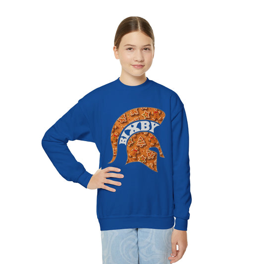 Bixby Spartan Gingerbread Helmet Youth Gildan Sweatshirt