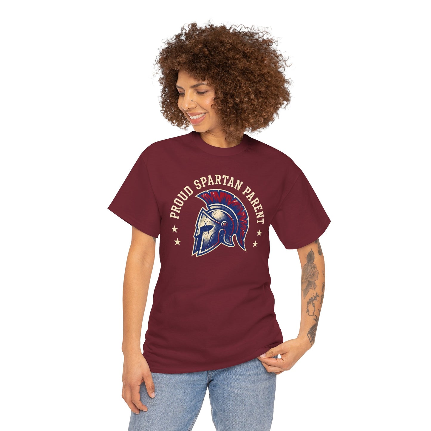 Proud Spartan Parent T-Shirt School Spirit Tee with Spartan Helmet Design