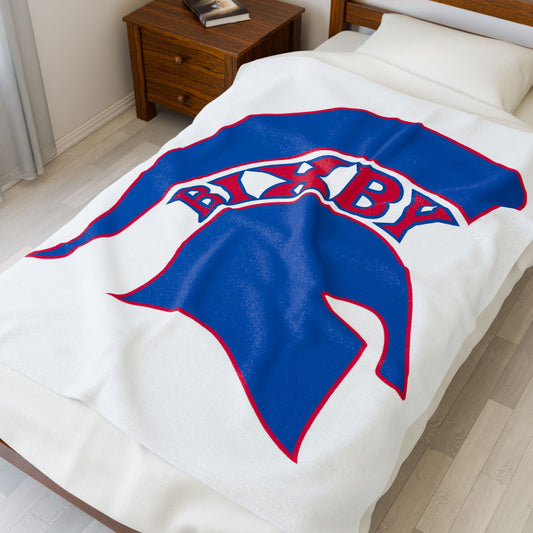 Spartan Blue Logo Velveteen Plush Blanket