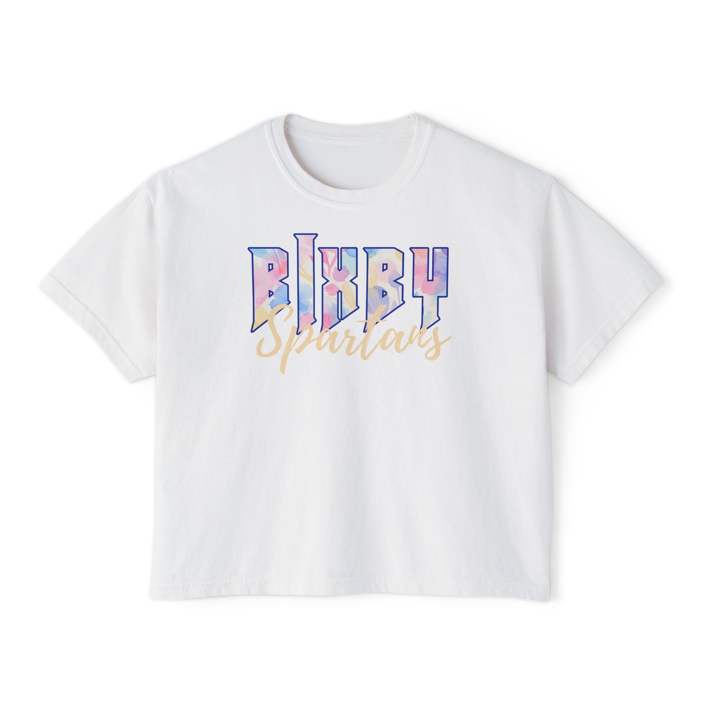 Bixby Spartans Comfort Colors Retro Floral Boxy Tee