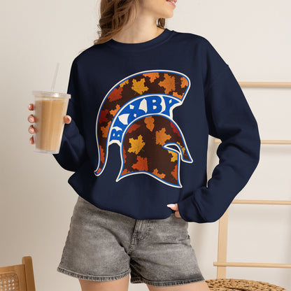 Bixby Spartans Fall Leaves Helmet Sweatshirt – Autumn Game Day Crewneck