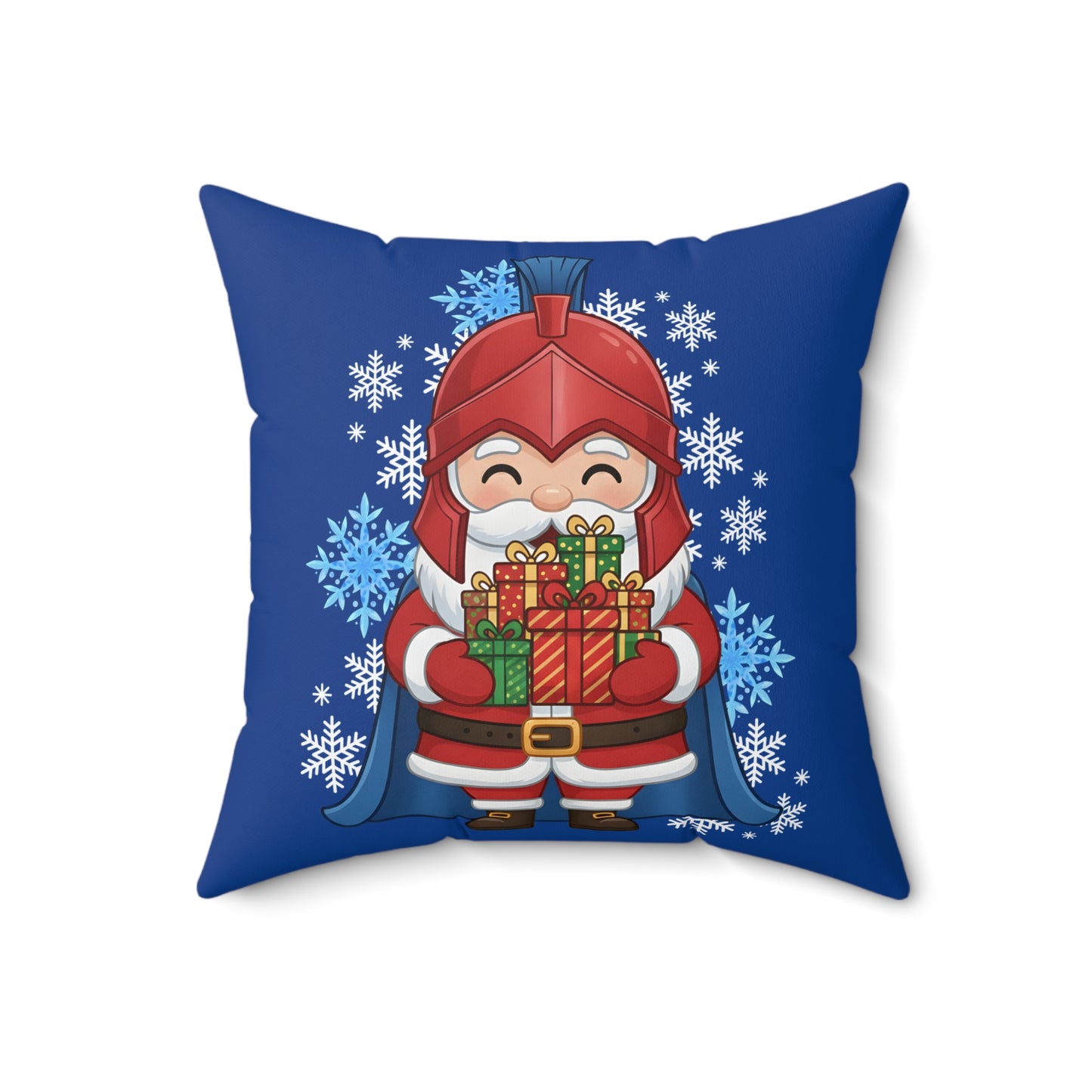 Spartan Santa Blue Christmas Pillow