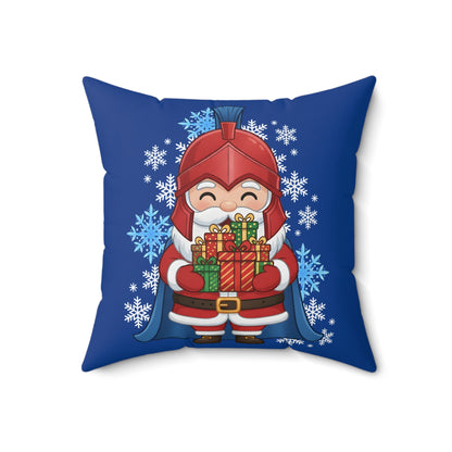 Spartan Santa Blue Christmas Pillow