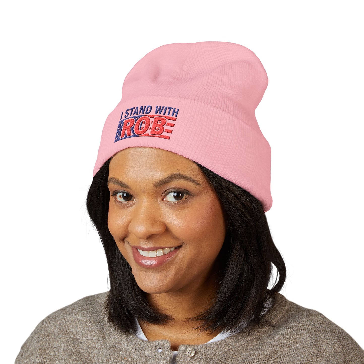 Patriotic Flag - I Stand With Rob Embroidered Beanie