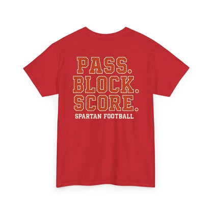 Pass. Block. Score. Spartan Football Gildan Tee