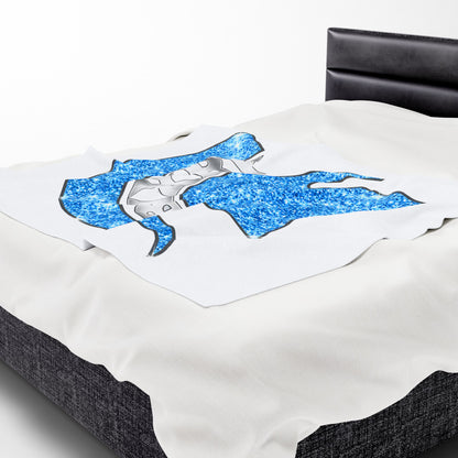 Spartan Blue Bling Logo Velveteen Plush Blanket