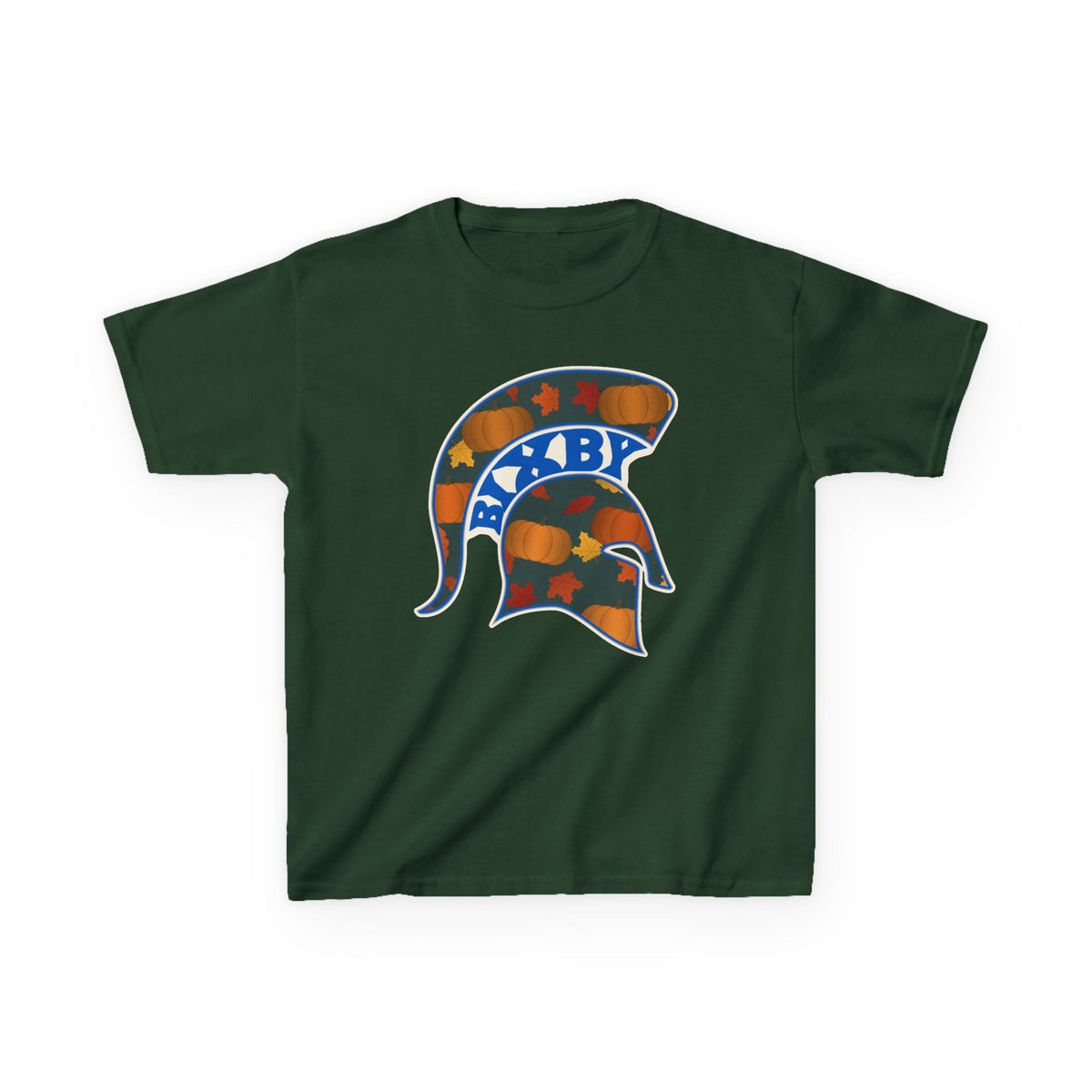 Bixby Spartans Pumpkin Patch Helmet Youth Tee – Kids Fall Game Day Shirt
