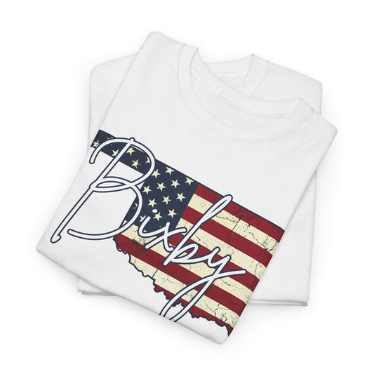 Oklahoma Flag Bixby Script Gildan Tee