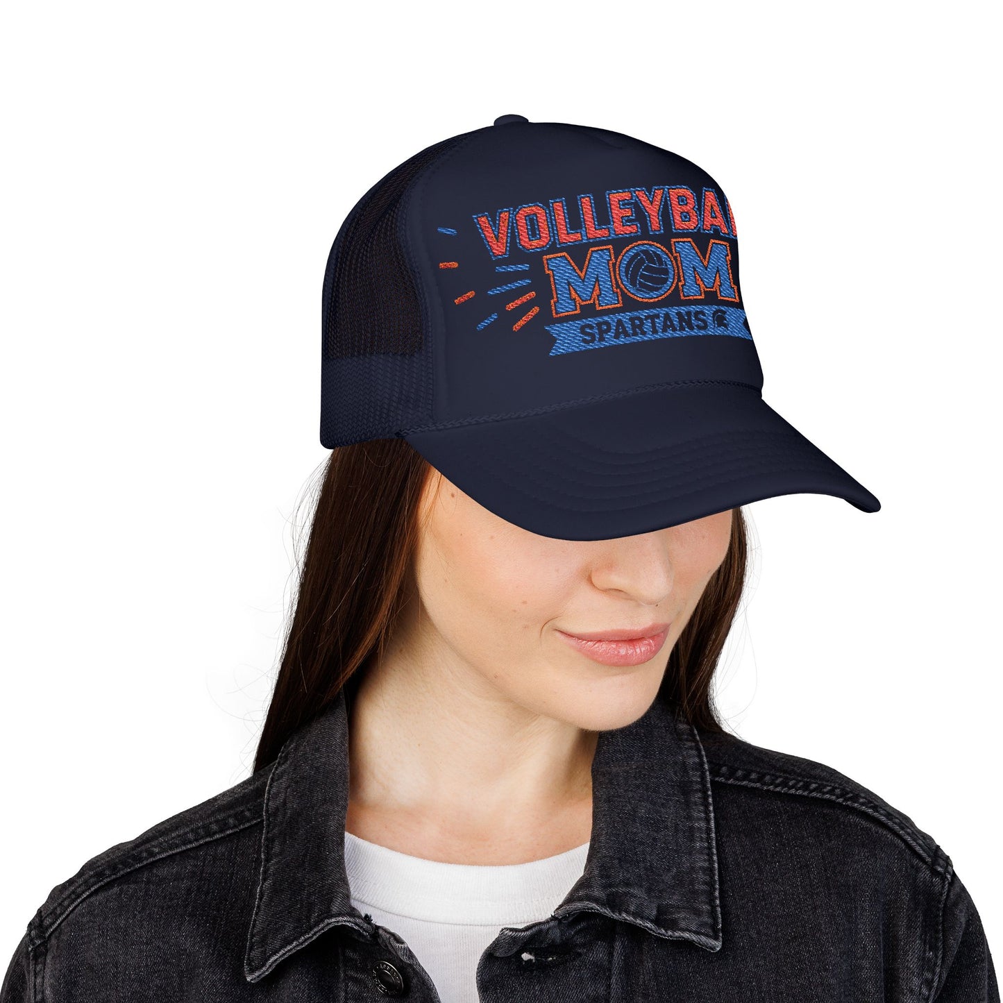 Spartan Volleyball Mom Embroidered Foam Trucker Hat