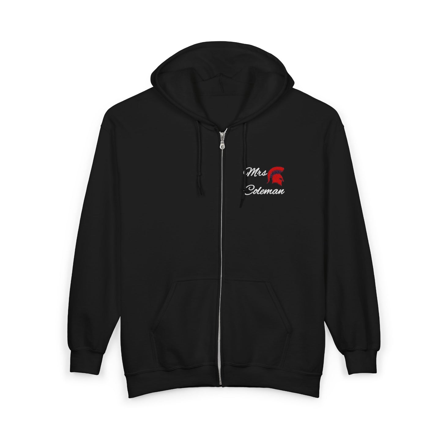 Personalized Spartan Helmet and Name Embroidered Full Zip Gildan Hoodie