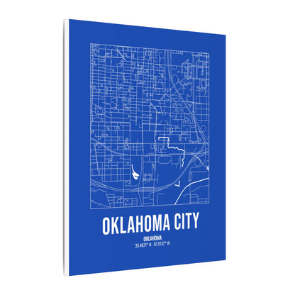 Oklahoma City Street Map Canvas, White on Royal Blue