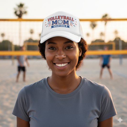 Spartan Volleyball Mom Embroidered Foam Trucker Hat