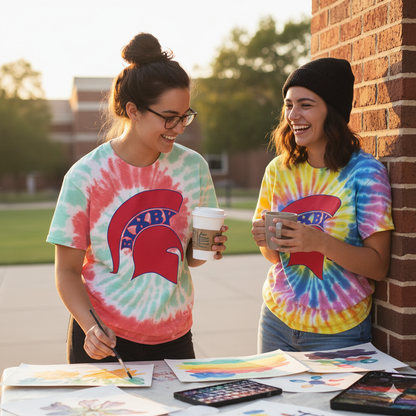Bixby Spartan Red Logo Tie-Dye Gildan Tee